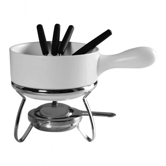 Aparelho Para Fondue 8 Peças Em Cerâmica 24,5cm por 15,5cm Cor Branca